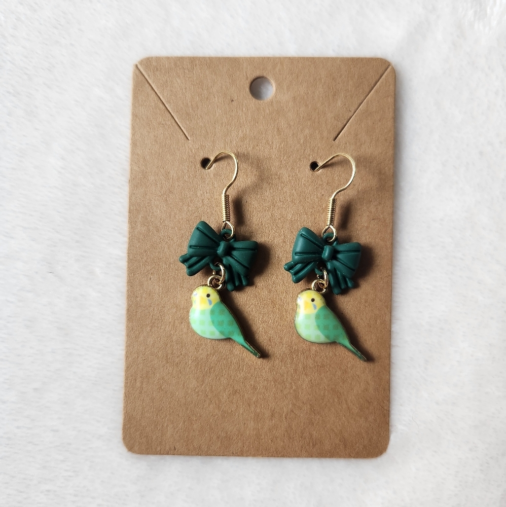 Green and Yellow Parakeet Earrings